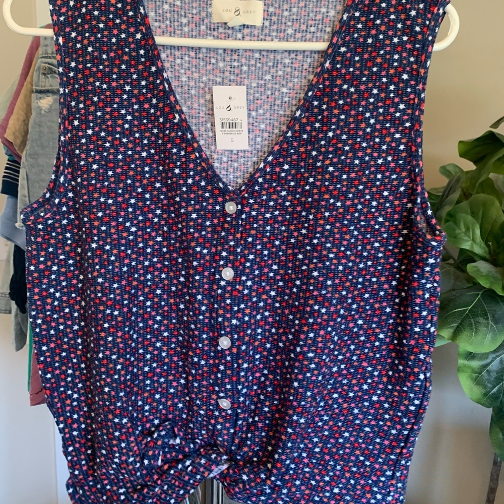 (Top) Lou & Grey stars patriotic button-front tank NWT